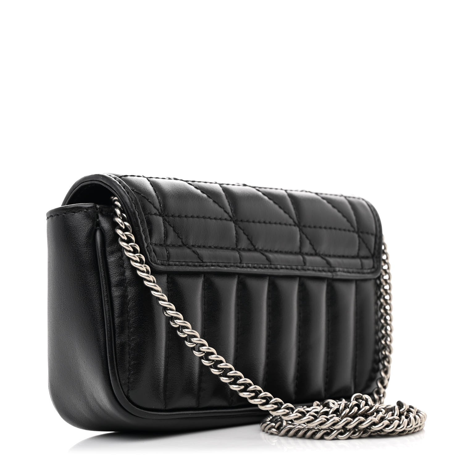 Gucci Calfskin Matelasse Aria Super Mini GG Marmont Shoulder Bag Black 3 of 11