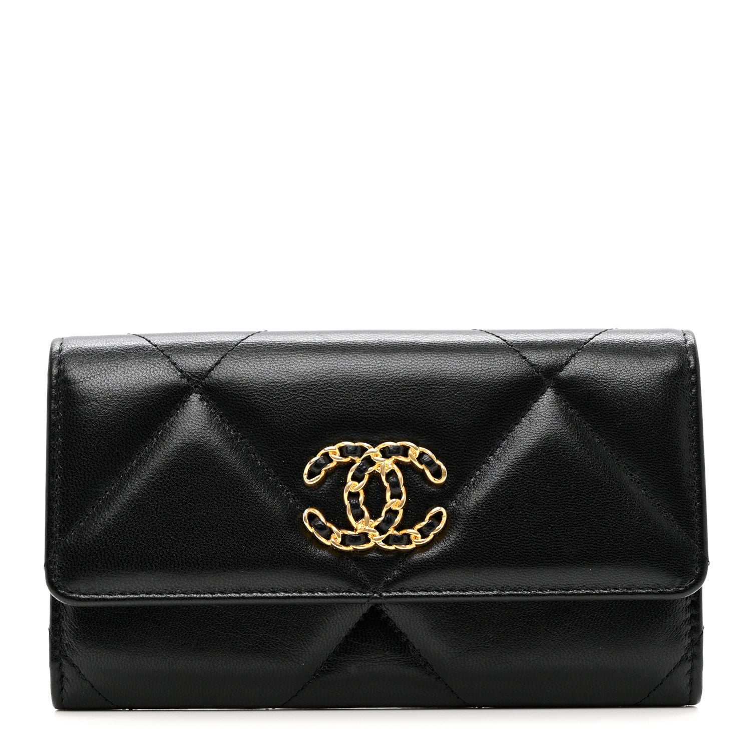 Chanel Lambskin Quilted Chanel 19 Flap Wallet Black 1 of 8
