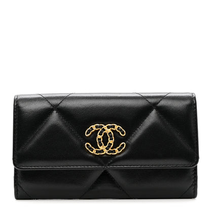 Chanel Lambskin Quilted Chanel 19 Flap Wallet Black 1 of 8