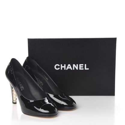 Chanel Patent Calfskin Cap Toe CC Pearl Pumps 36.5 Black 11 of 11
