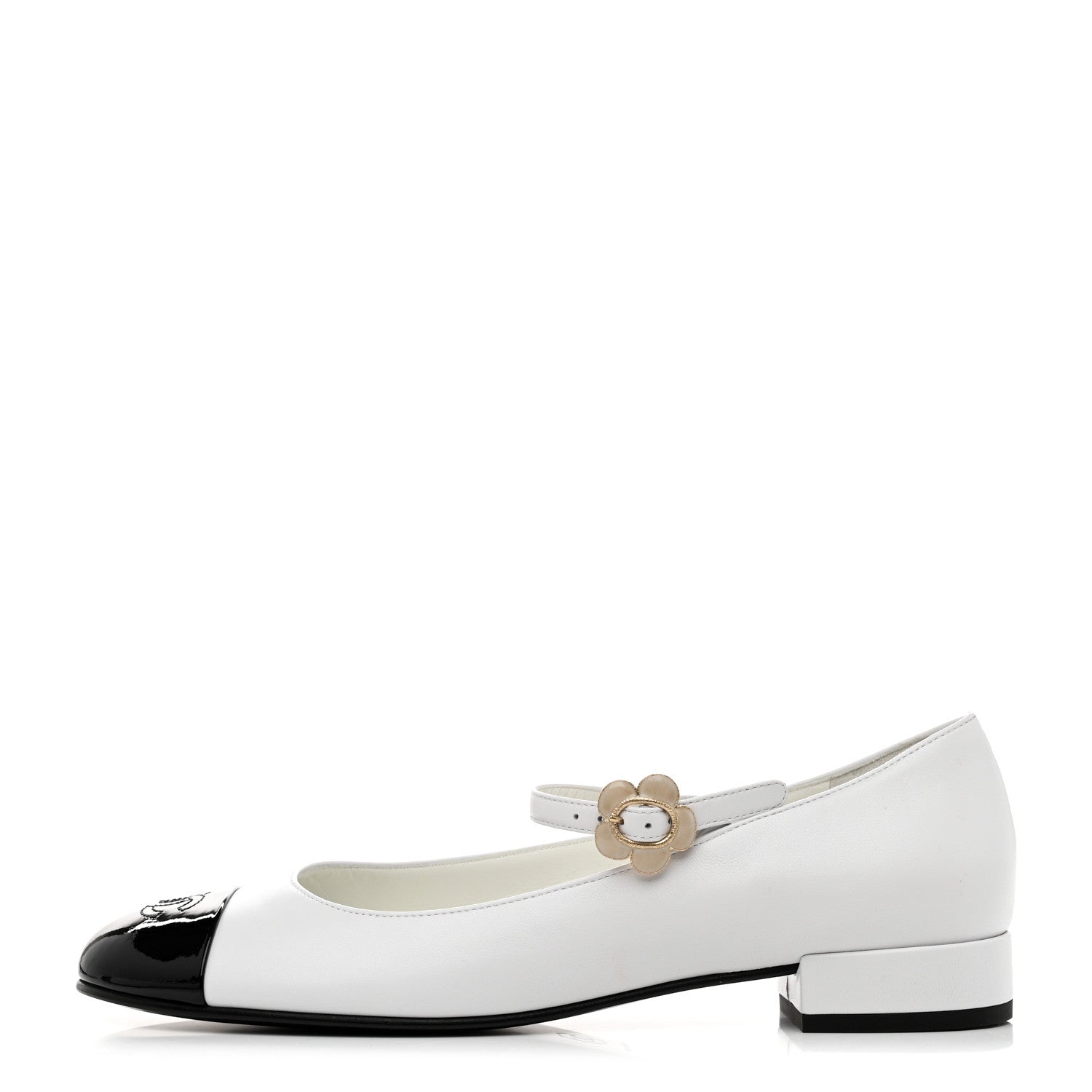 Chanel Patent Lambskin Mary Jane Flats 41 White Black 1 of 8