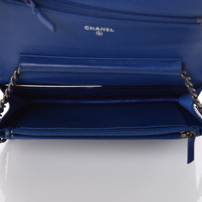 Chanel Lizard Boy Wallet on Chain WOC Blue 7 of 15