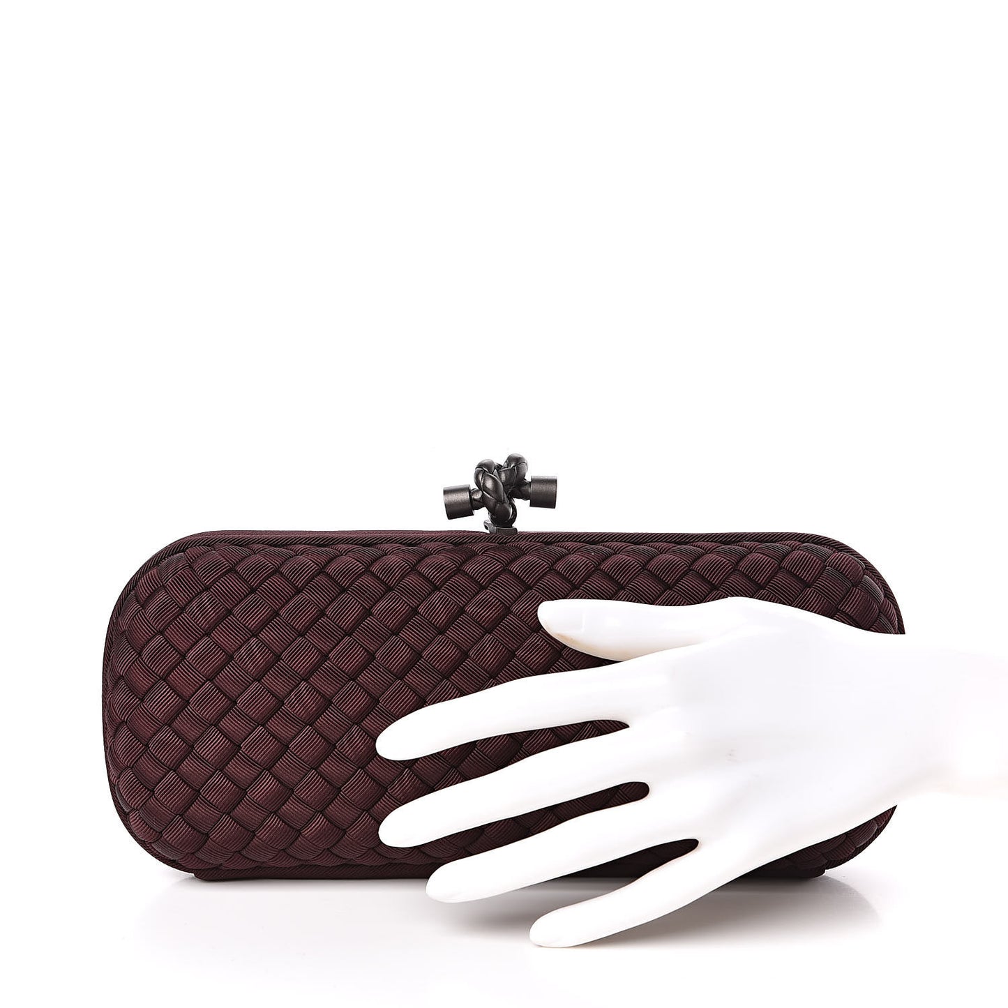 Silk Faille Intrecciato Knot Clutch Burgundy