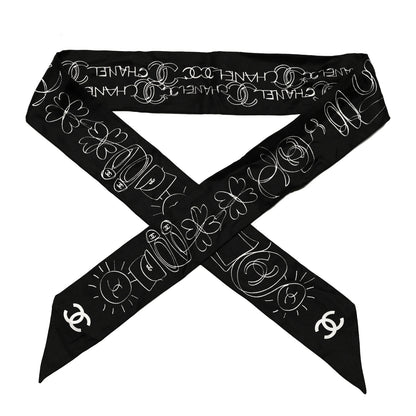 Chanel Silk Slim Bandeau Scarf Black 1 of 4