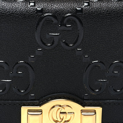 Gucci Wonka Grain Calfskin GG Monogram Embossed Card Case Wallet Black 9 of 10