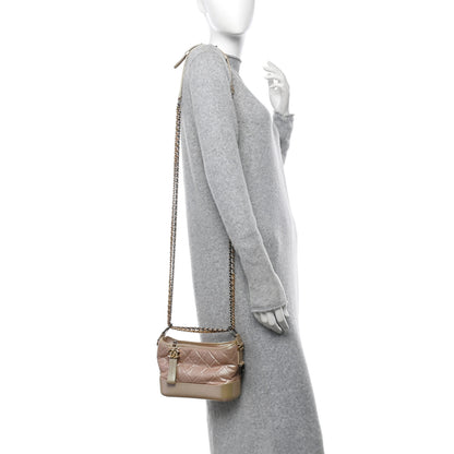Chanel Iridescent Aged Calfskin Quilted Small Gabrielle Hobo Light Pink 2 of 13