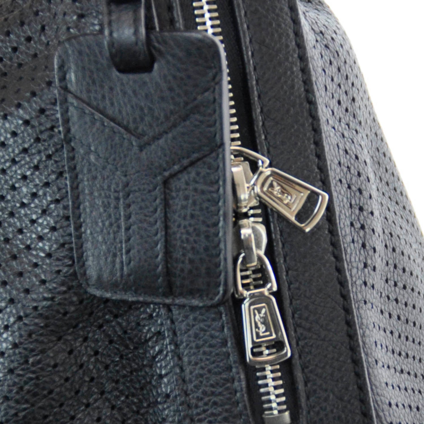 Perforated Leather Zipped Tote Black