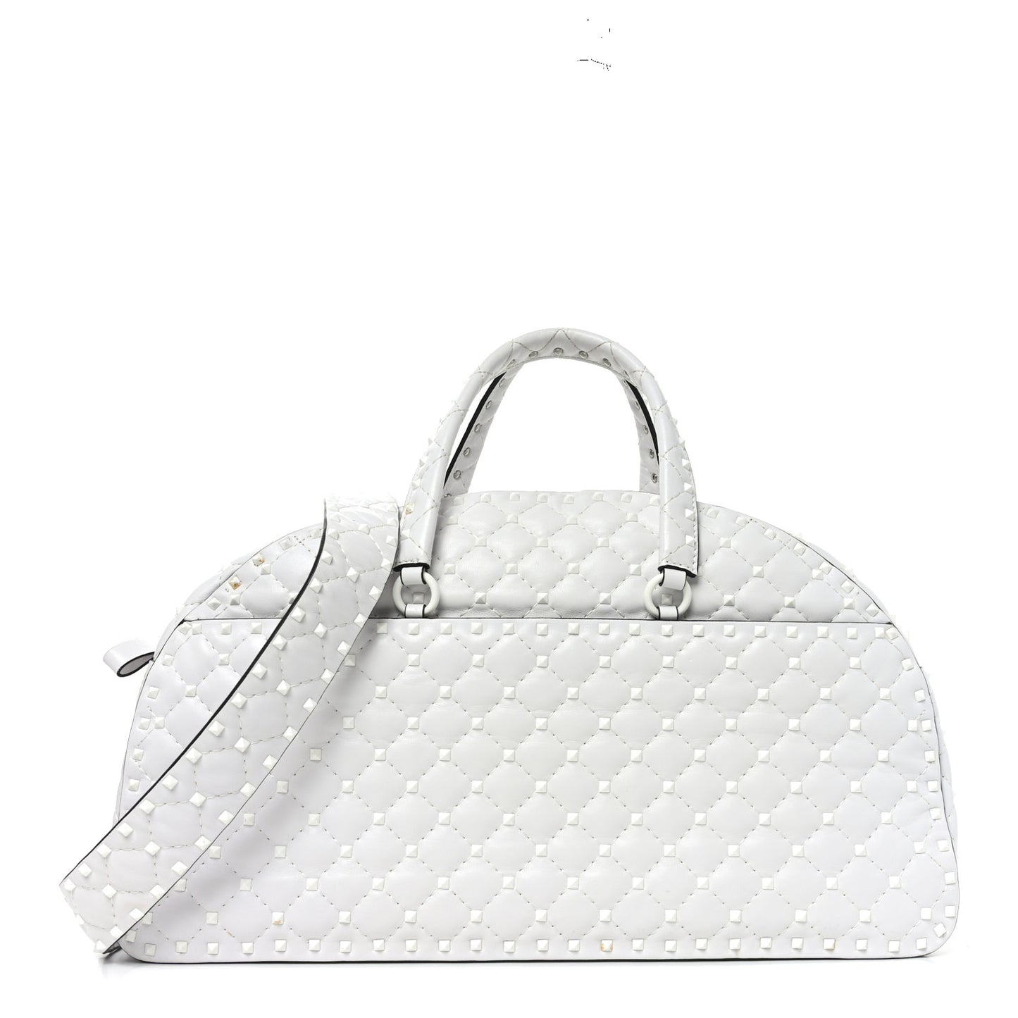 Lambskin Free Rockstud Spike Bowling Bag White