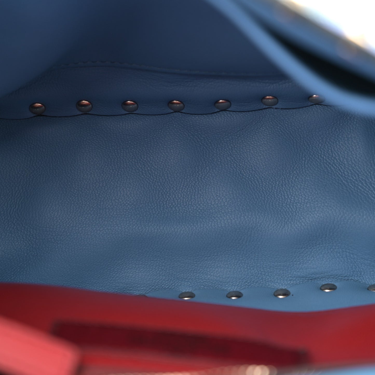 Lambskin Patchwork Medium Rockstud Spike Shoulder Bag Angel Blue
