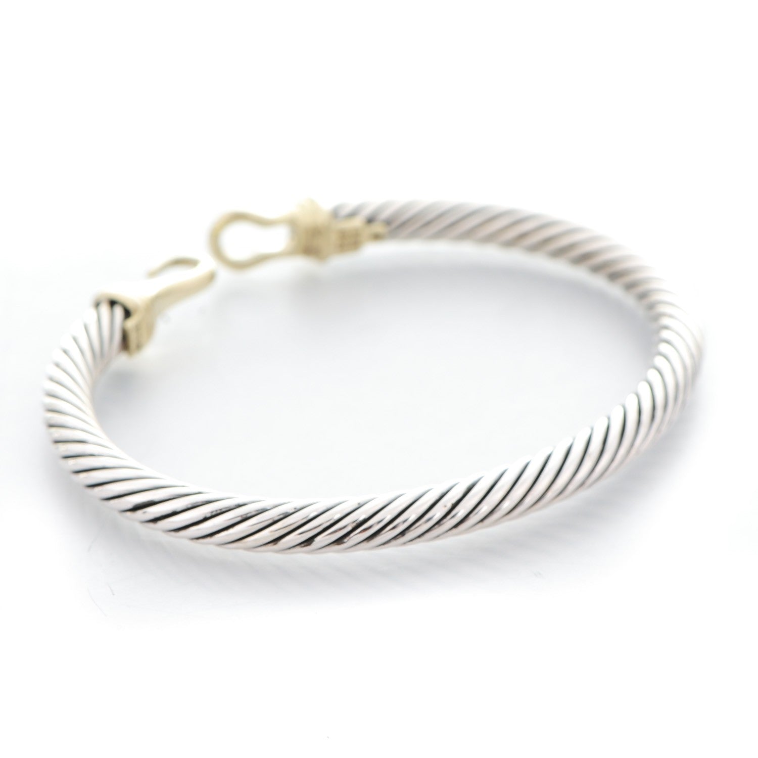 David Yurman Sterling Silver 14K Yellow Gold 5mm Cable Classic Buckle Bracelet 3 of 6