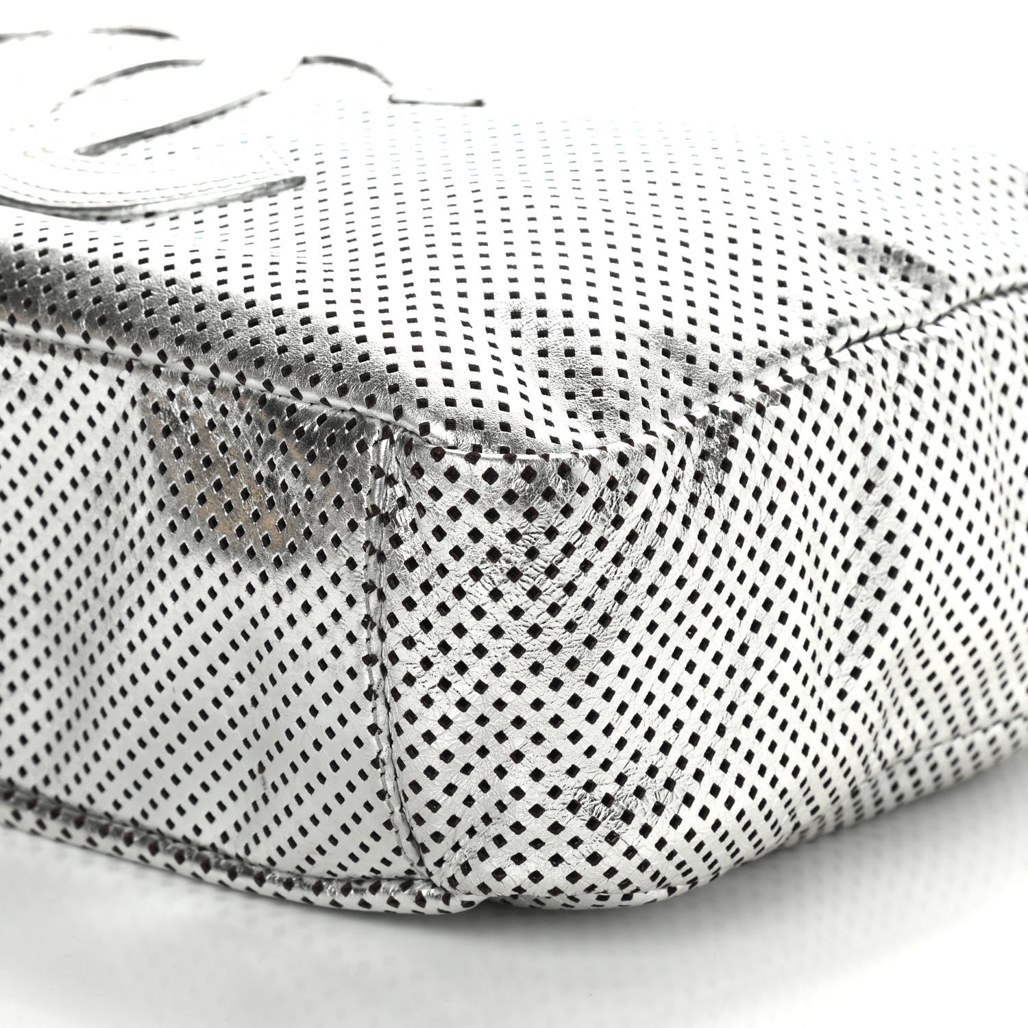 Chanel Metallic Glazed Calfskin Perforated Medium Rodeo Drive Tote Silver 9 of 9