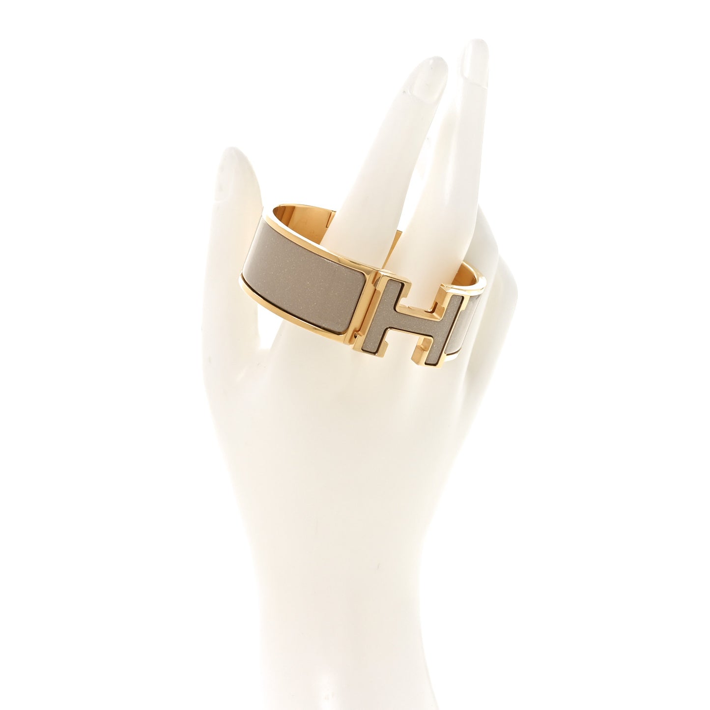 Enamel Glitter Wide Clic Clac H Bracelet PM  Marron Glace