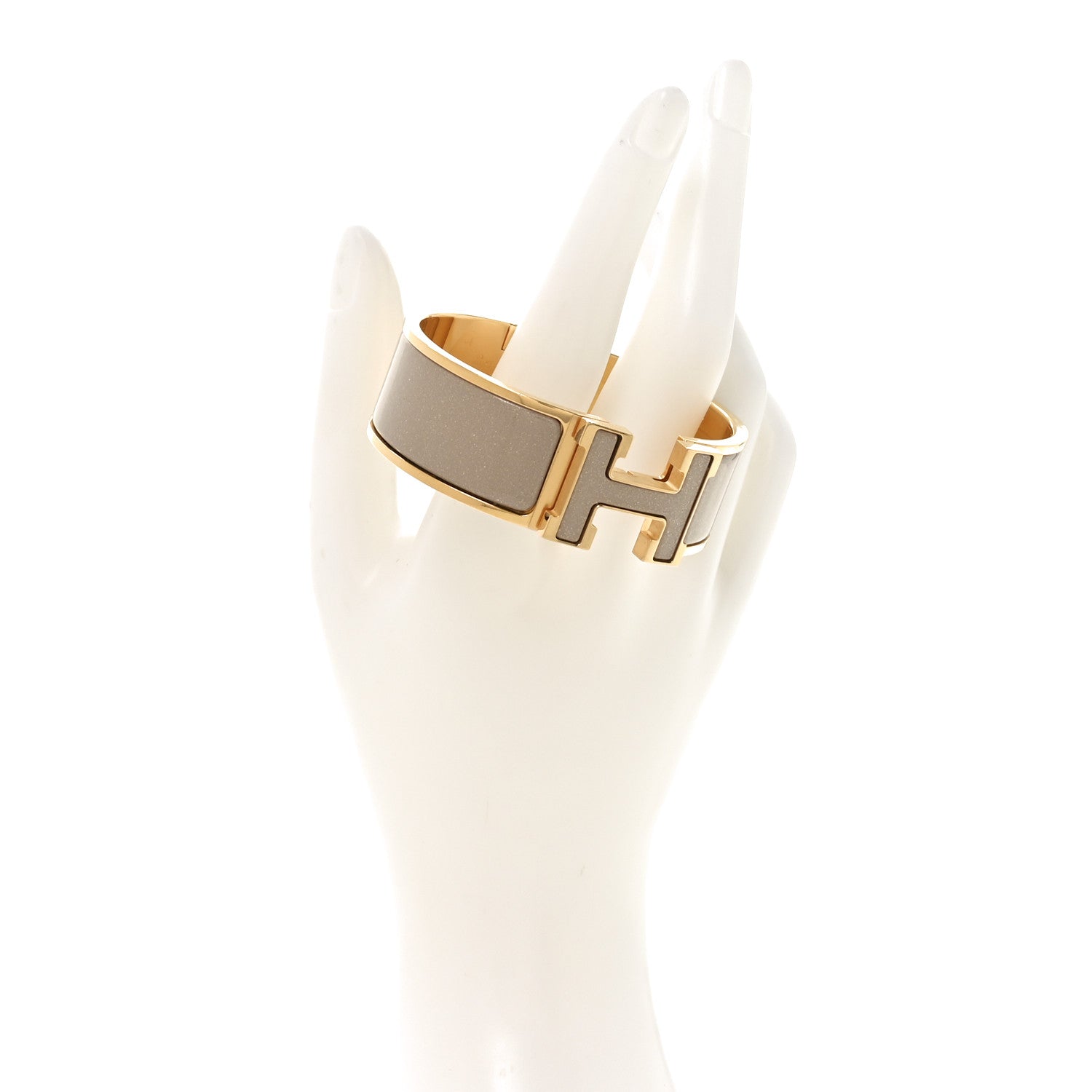 Hermes Enamel Glitter Wide Clic Clac H Bracelet PM  Marron Glace 2 of 5