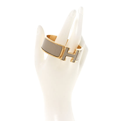 Hermes Enamel Glitter Wide Clic Clac H Bracelet PM  Marron Glace 2 of 5
