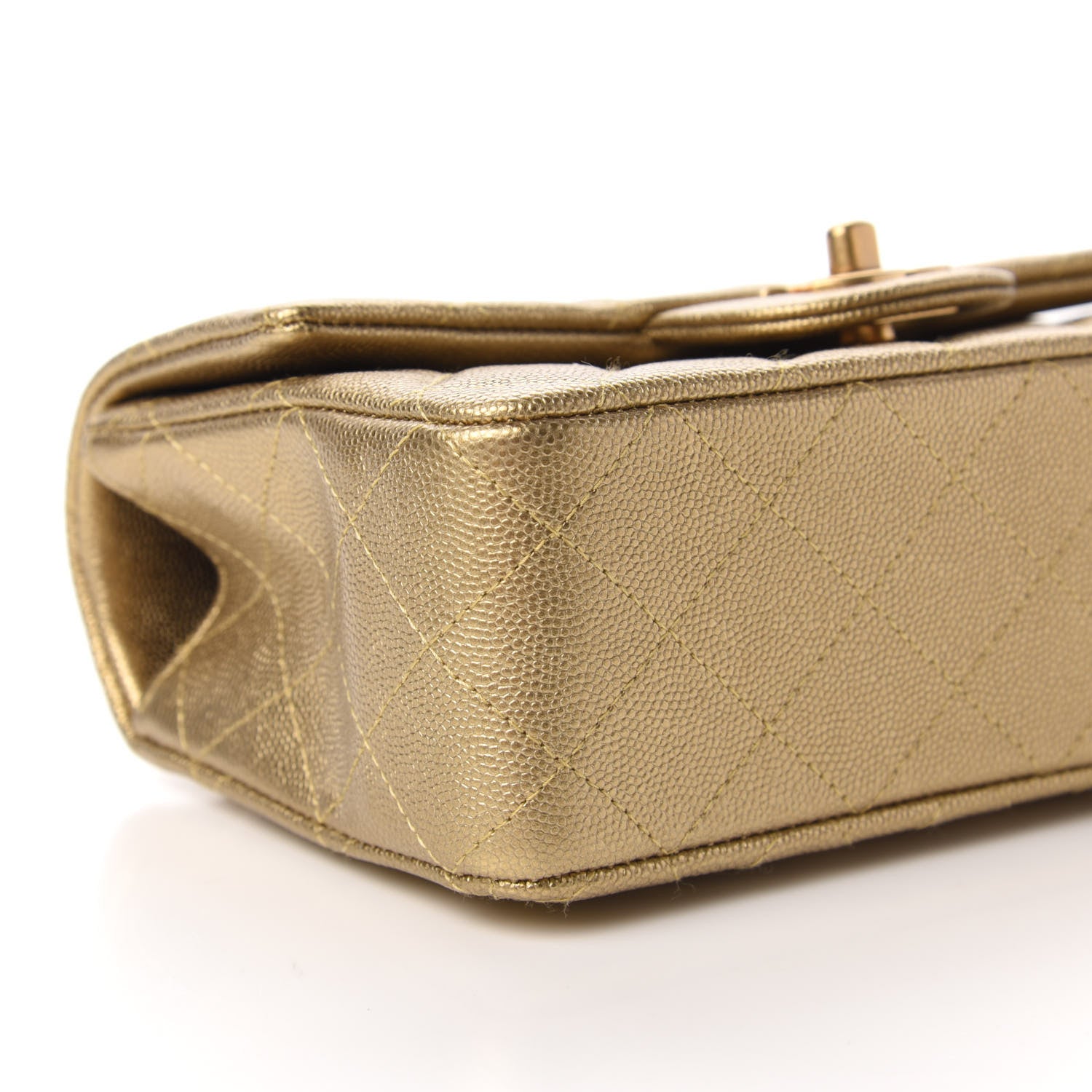 Chanel Metallic Caviar Quilted Mini Top Handle Rectangular Flap Gold 6 of 11