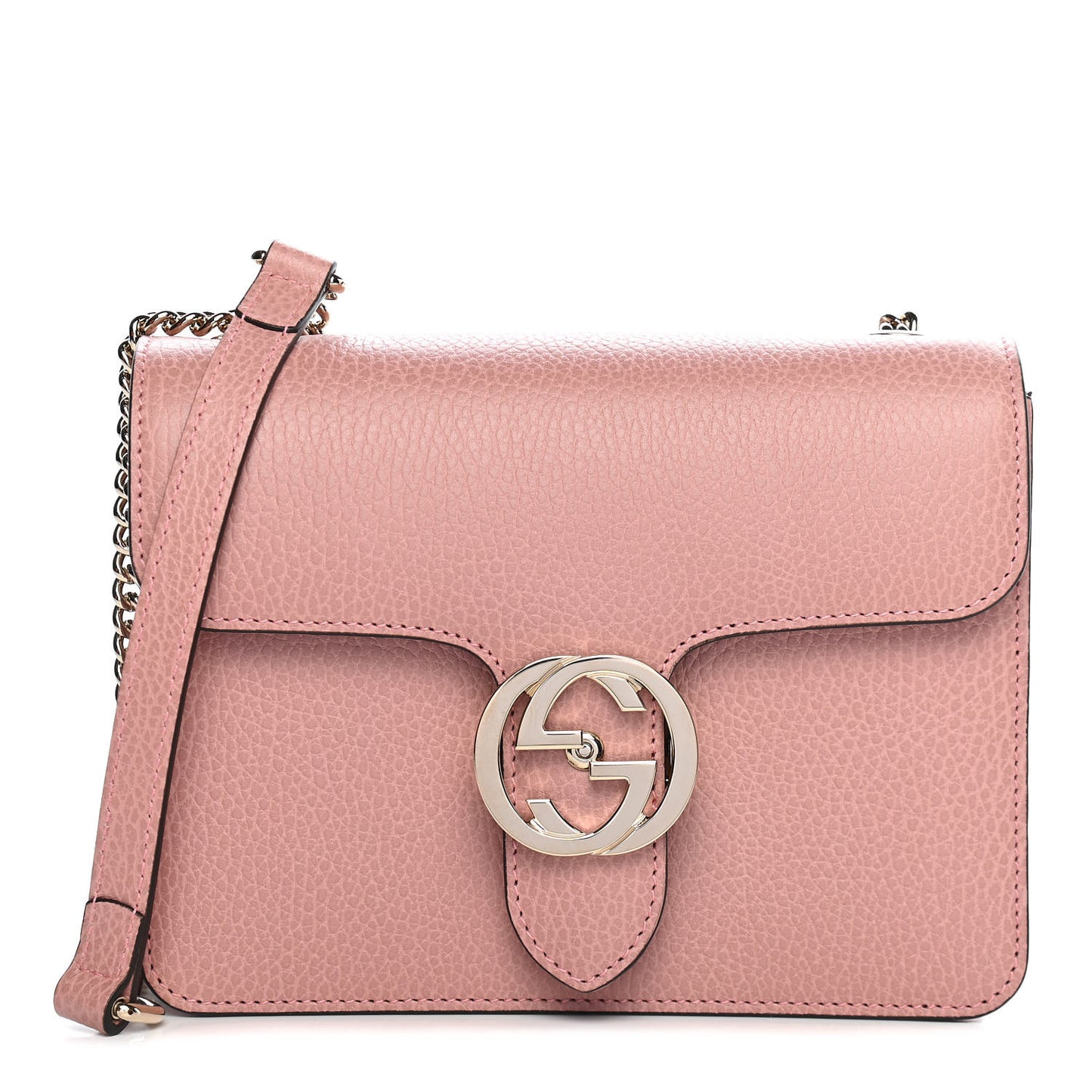 Dollar Calfskin Small Interlocking G Shoulder Bag Soft Pink