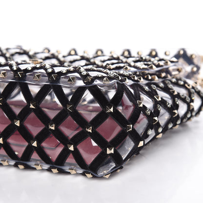 Valentino Garavani PVC Velvet Crystal Embellished Medium Rockstud Spike Shoulder Bag 6 of 13