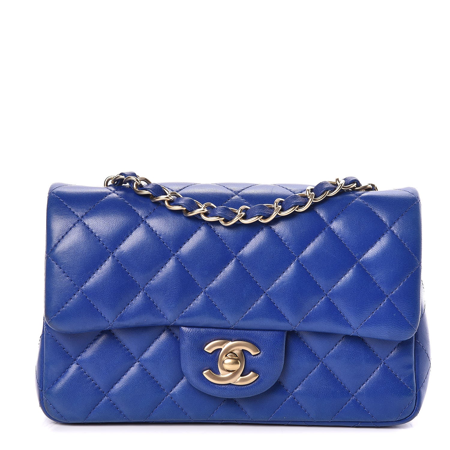 Chanel Lambskin Quilted Mini Rectangular Flap Dark Blue 1 of 14