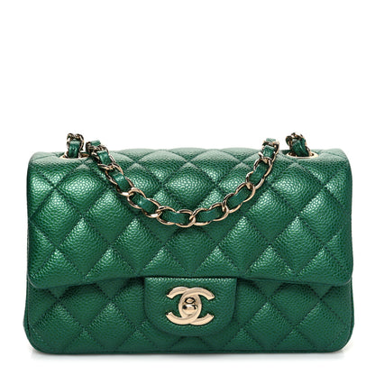 Chanel Metallic Caviar Quilted Mini Rectangular Flap Green 1 of 11