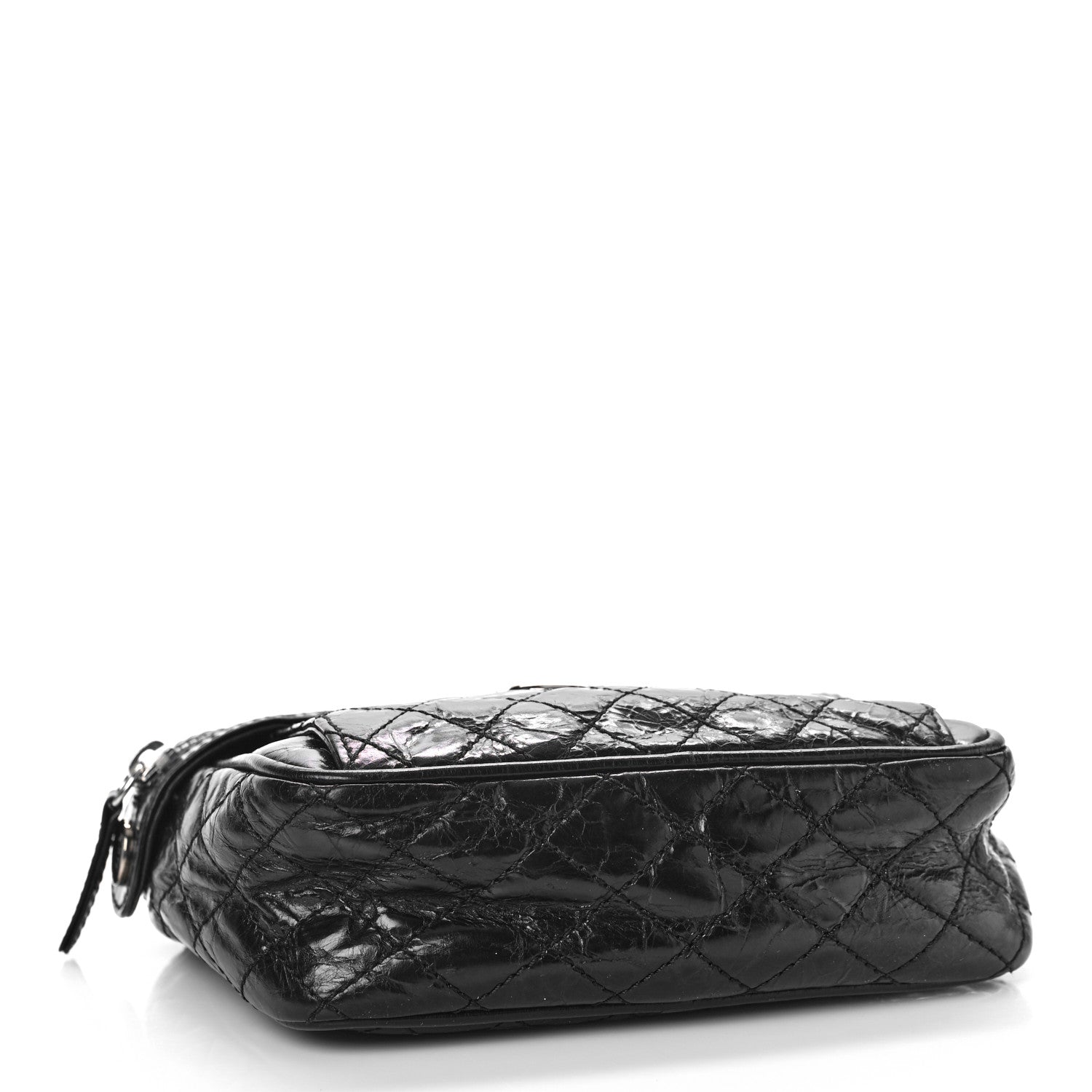 Chanel Glazed Crackled Calfskin Quilted CC Crossbody Black 4 of 10