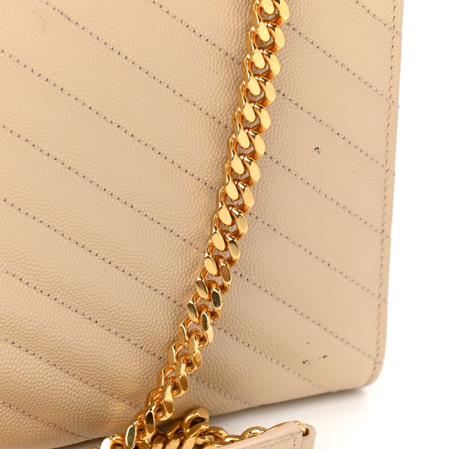Saint Laurent Grain De Poudre Matelasse Chevron Large Monogram Satchel Nude Powder 12 of 15