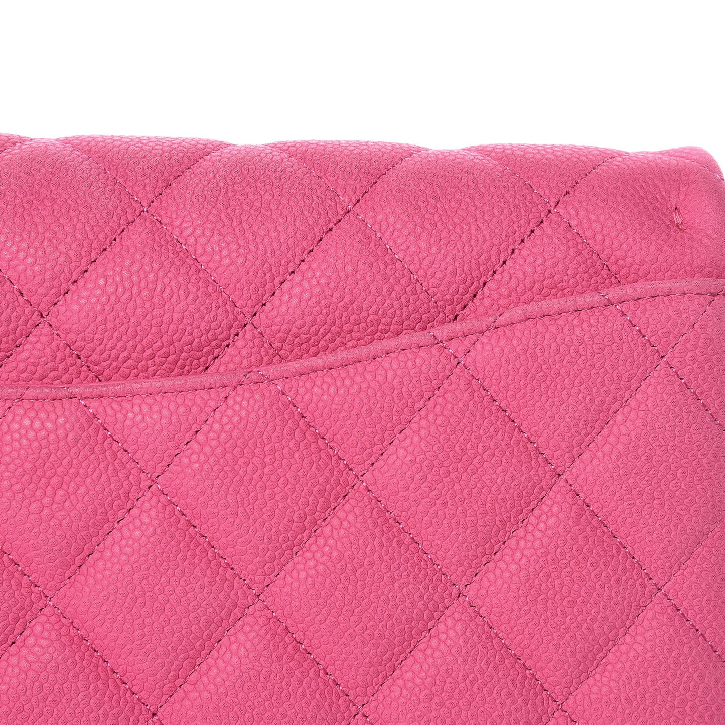 Iridescent Caviar Clutch with Chain Flap Pink