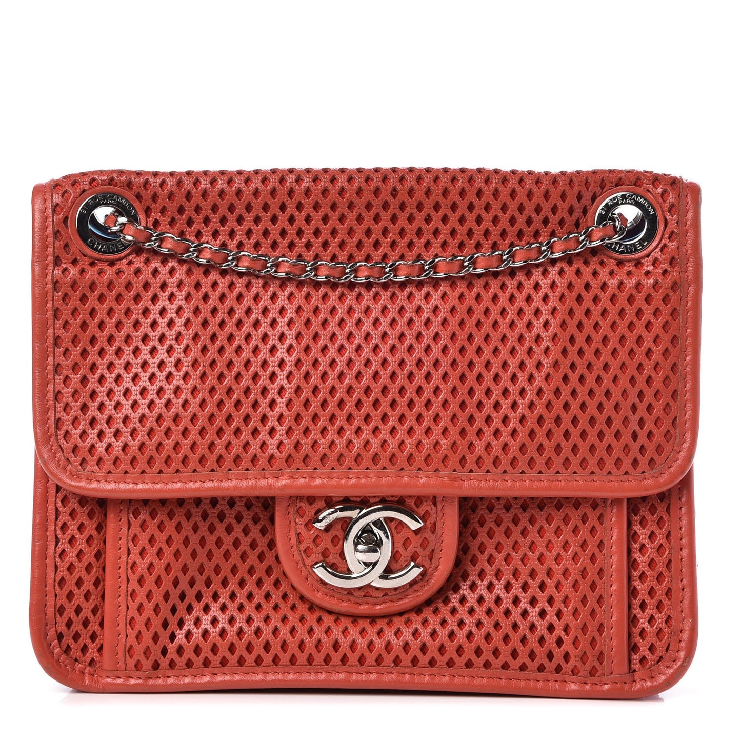 Perforated Calfskin Small Up In The Air Flap Red