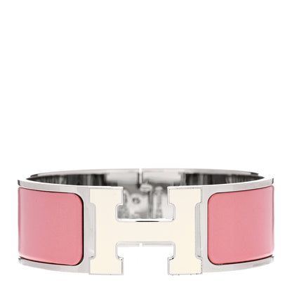 Hermes Enamel Wide Clic Clac H Bracelet GM Vieux Rose White 1 of 5
