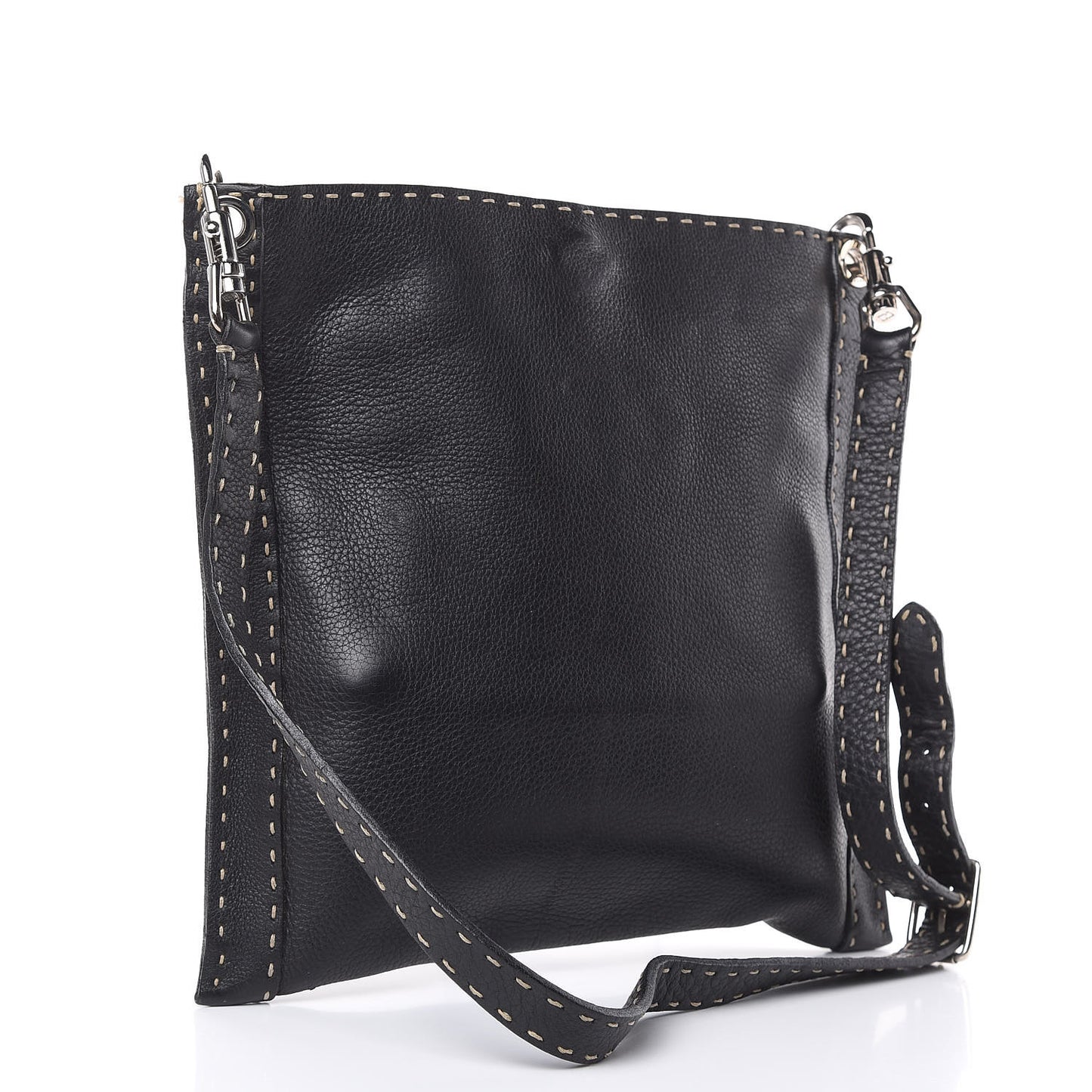 Calfskin Romano Selleria Crossbody Bag Black