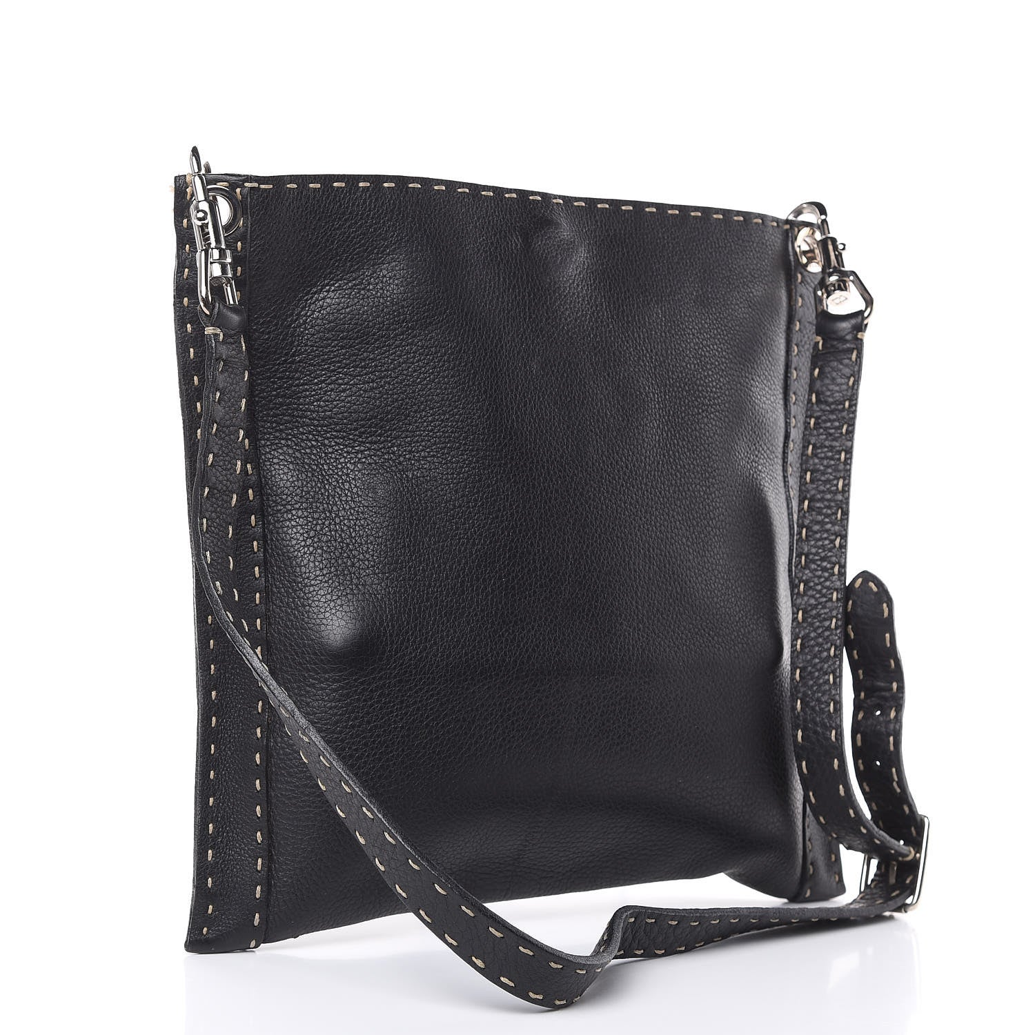 Fendi Calfskin Romano Selleria Crossbody Bag Black 3 of 15