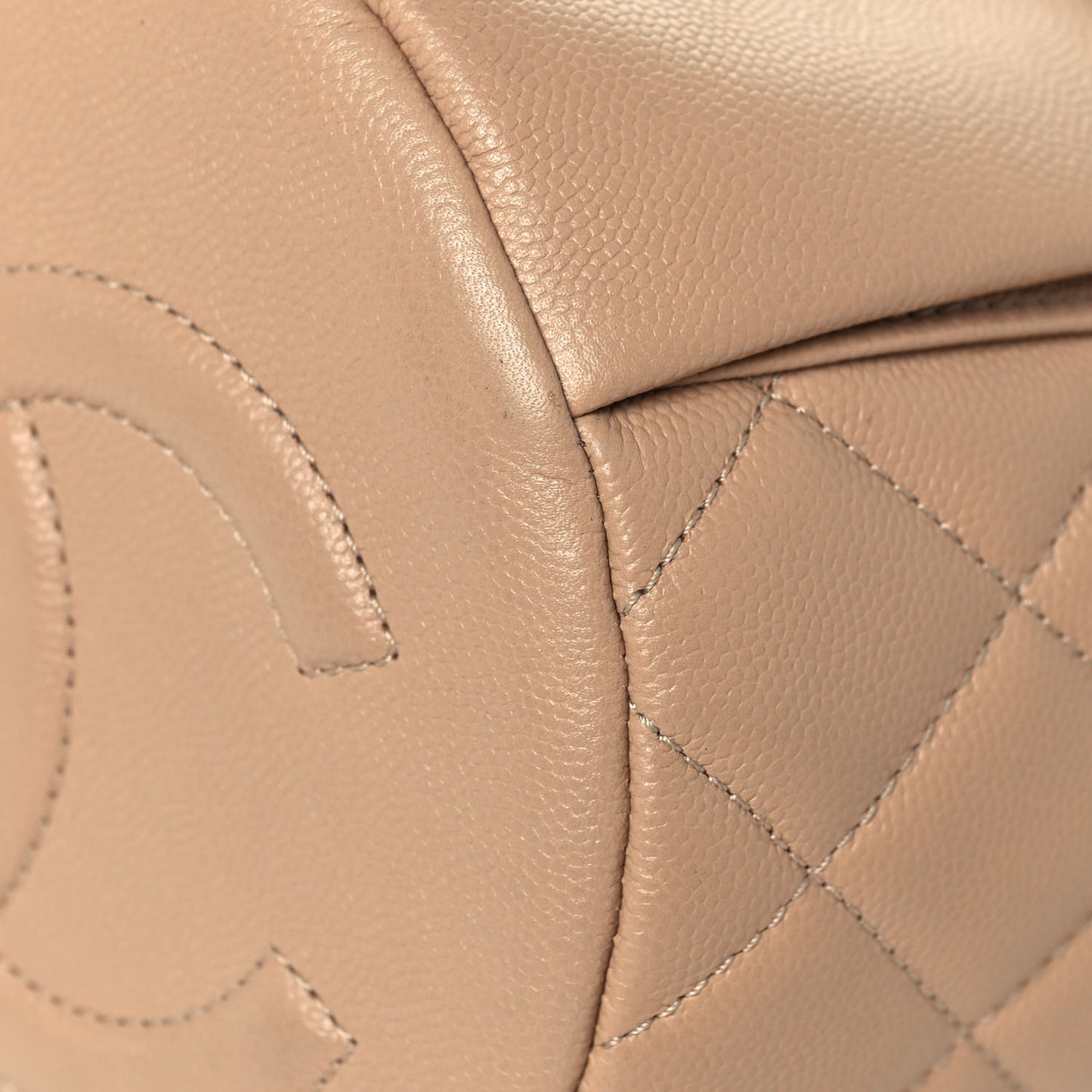 Caviar Quilted Double Pocket Backpack Beige