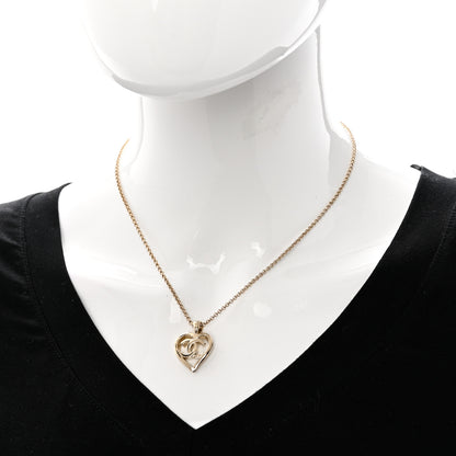 Chanel CC Heart Chain Pendant Necklace Gold 2 of 5