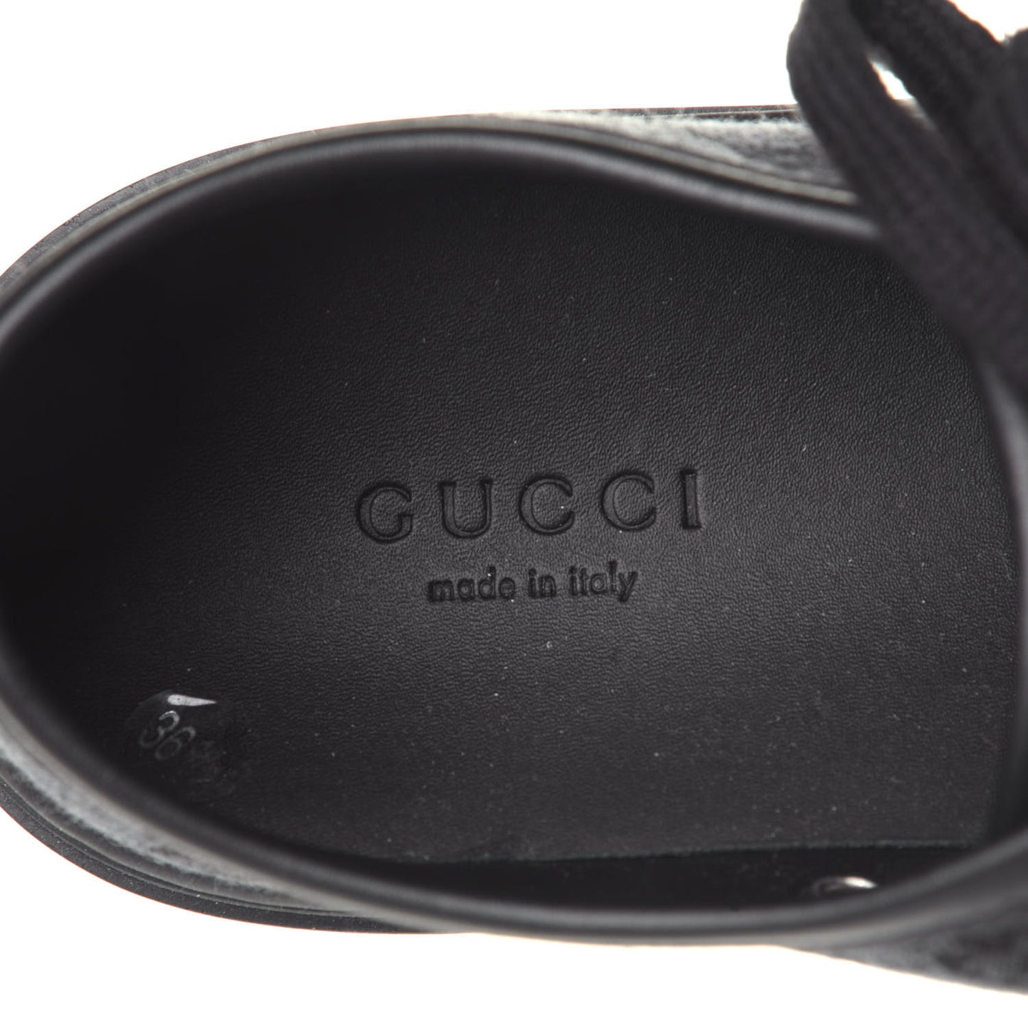 GG Monogram Calfskin Womens Low Top Sneakers 36.5 Piombo Black