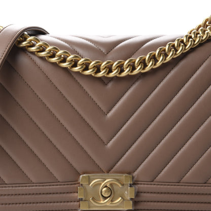 Chanel Calfskin Chevron Quilted New Medium Boy Flap Beige 10 of 10