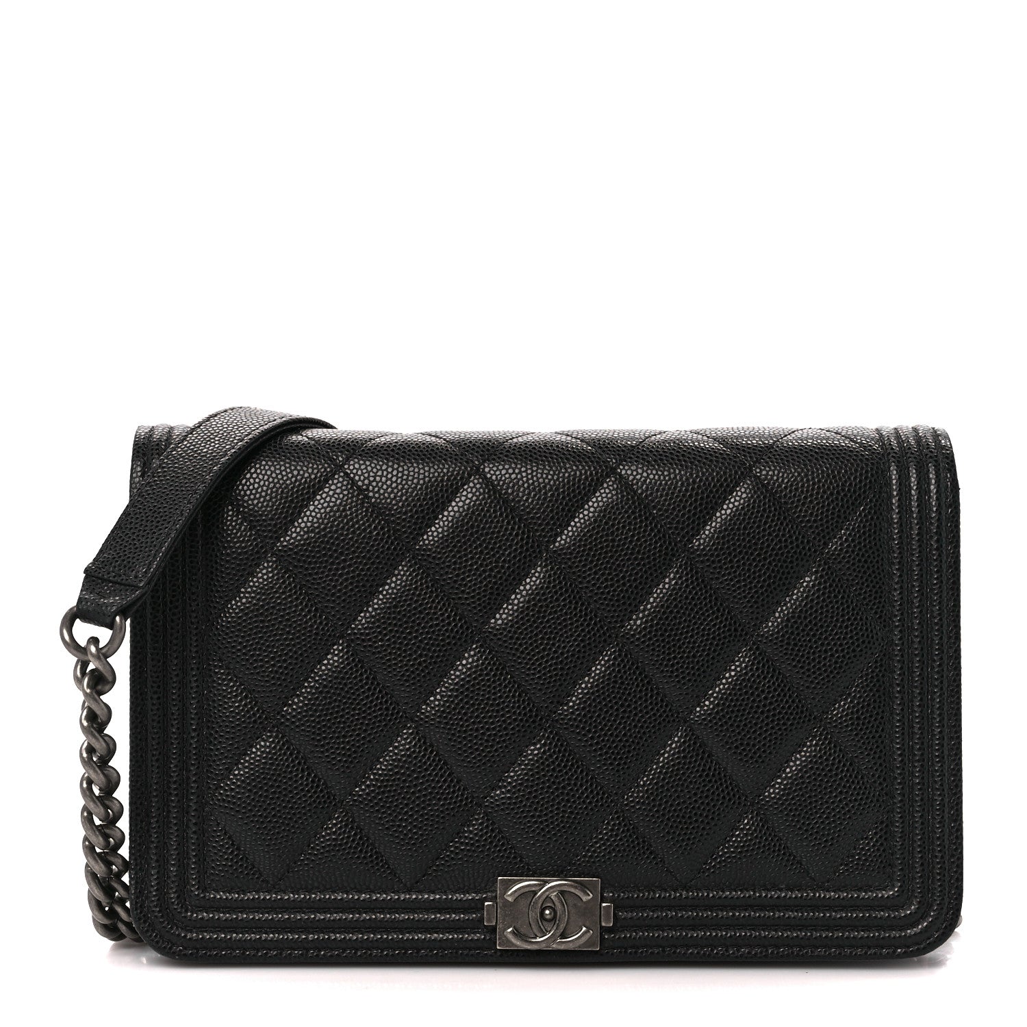 Chanel Caviar Quilted Boy Wallet On Chain WOC Black 1 of 13