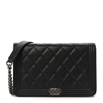 Chanel Caviar Quilted Boy Wallet On Chain WOC Black 1 of 13