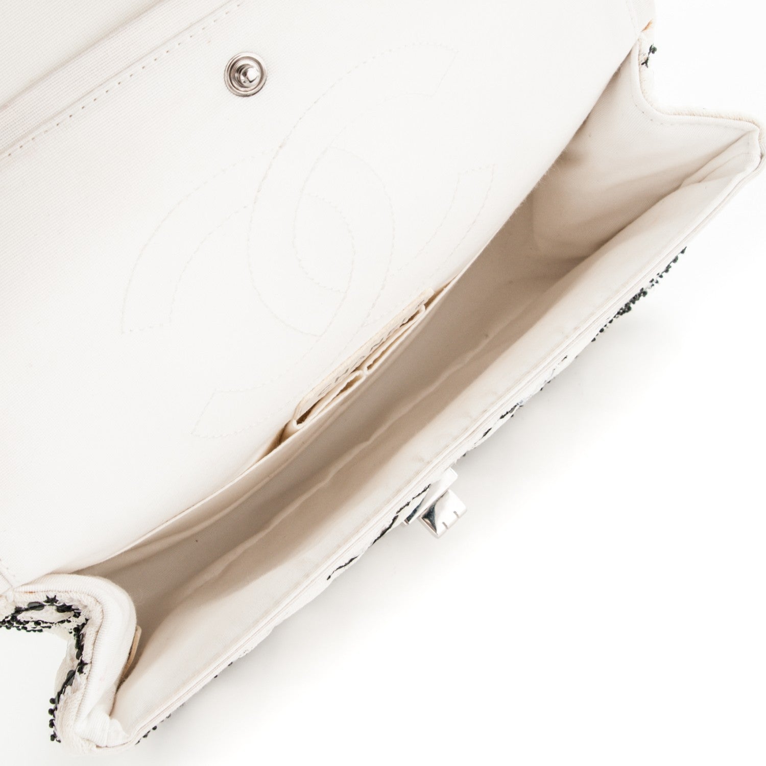 Chanel Sequin Mesh Quilted 225 Reissue Flap White Black 5 of 10