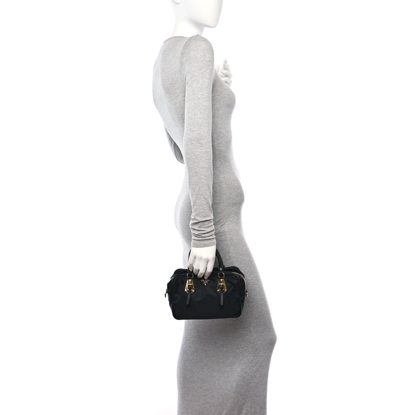 Tessuto Nylon Soft Calfskin Shopping Satchel Black