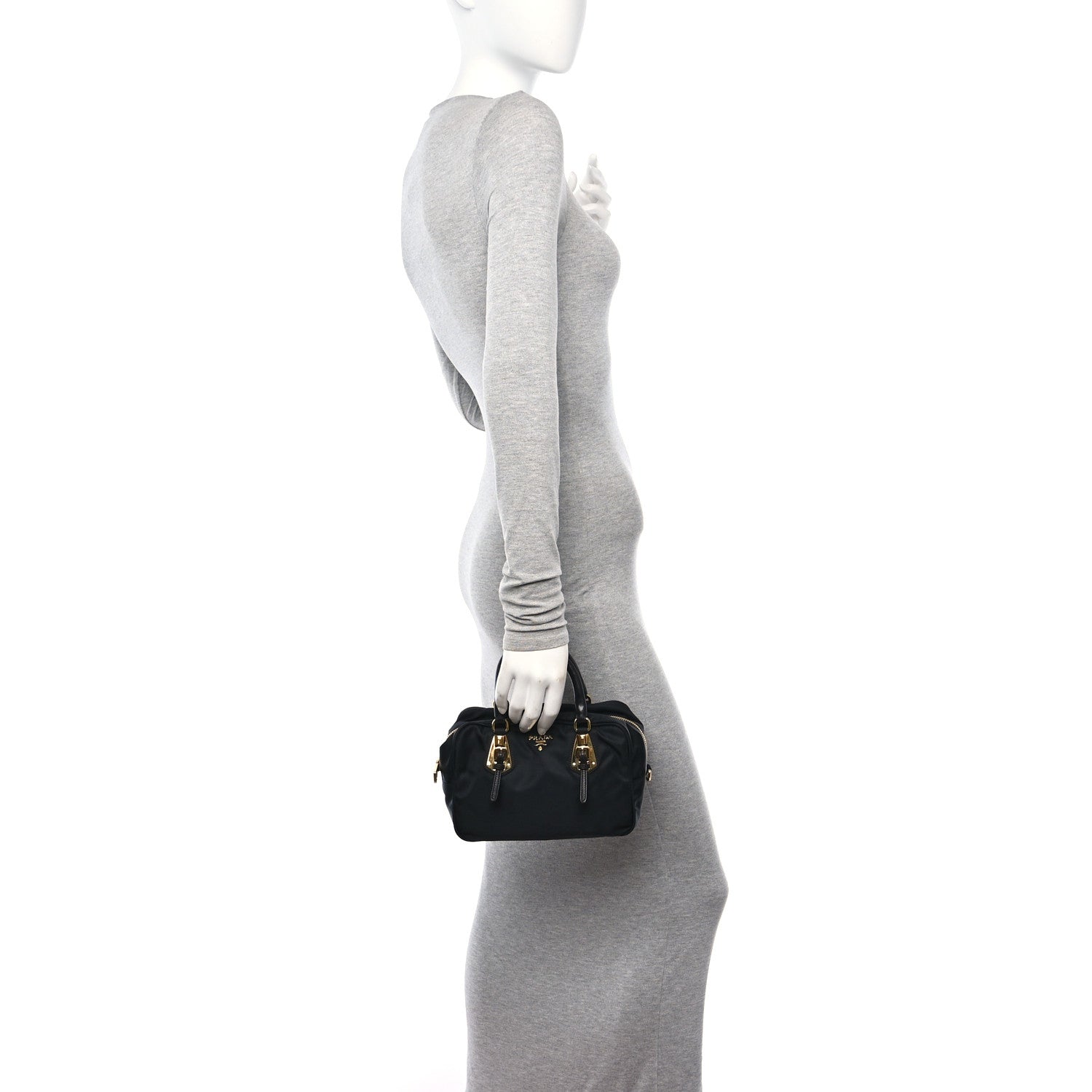 Prada Tessuto Nylon Soft Calfskin Shopping Satchel Black 2 of 9