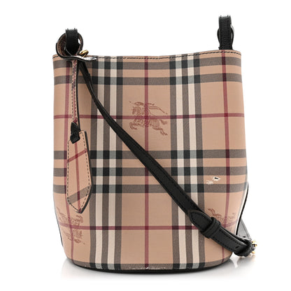 Burberry Haymarket Check Colours Small Lorne Bucket Crossbody Black 1 of 14