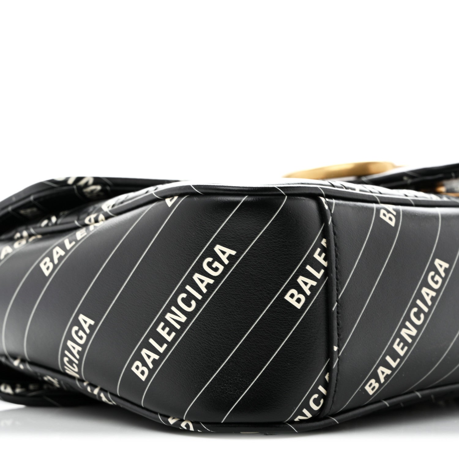 Gucci X BALENCIAGA Calfskin Matelasse Logo Print Small GG Marmont Shoulder Bag Black 9 of 13
