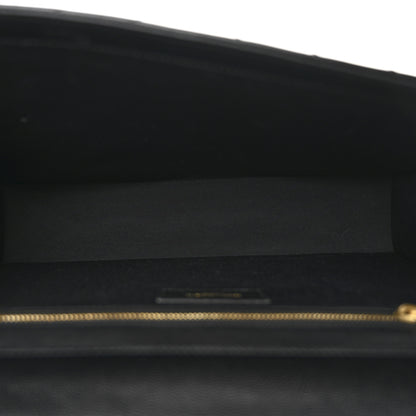 Saint Laurent Grain De Poudre Matelasse Chevron Large Monogram Satchel Black 5 of 13