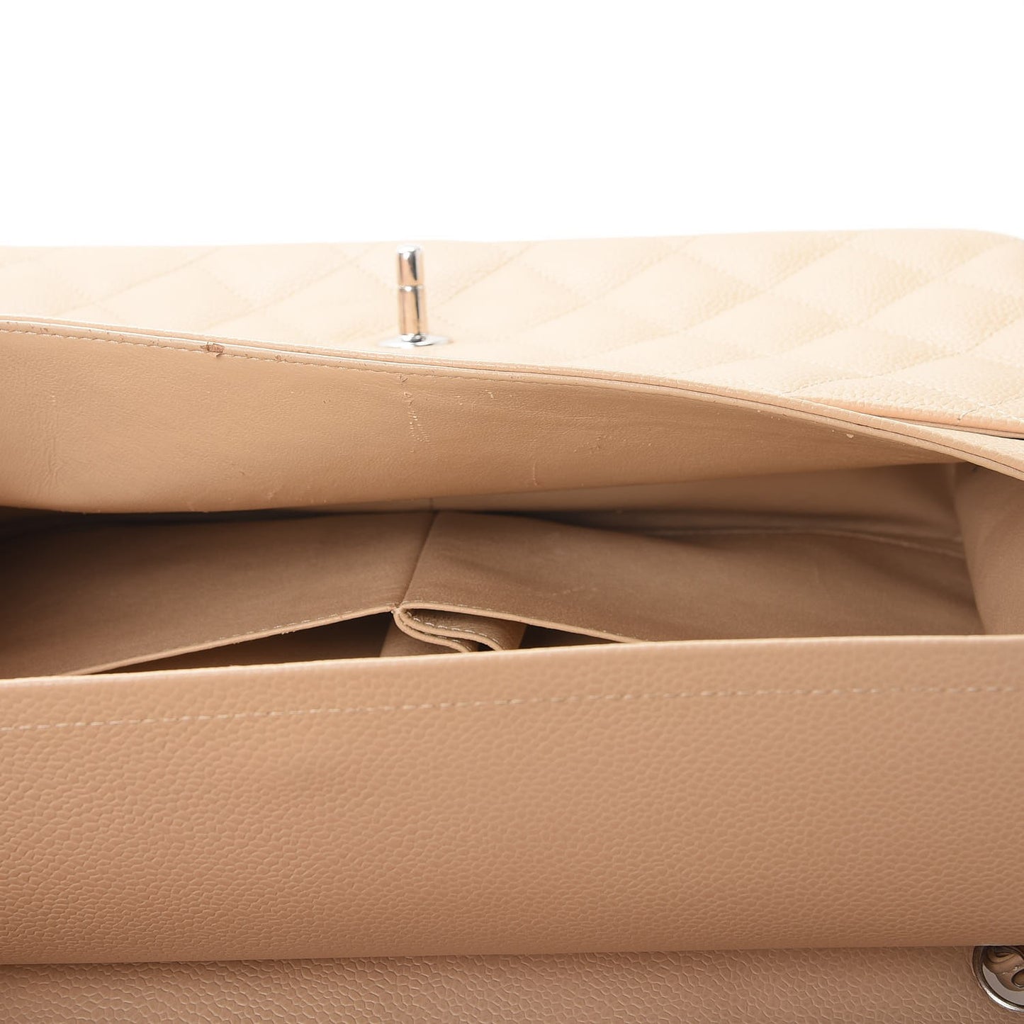 Caviar Quilted Jumbo Double Flap Beige Clair