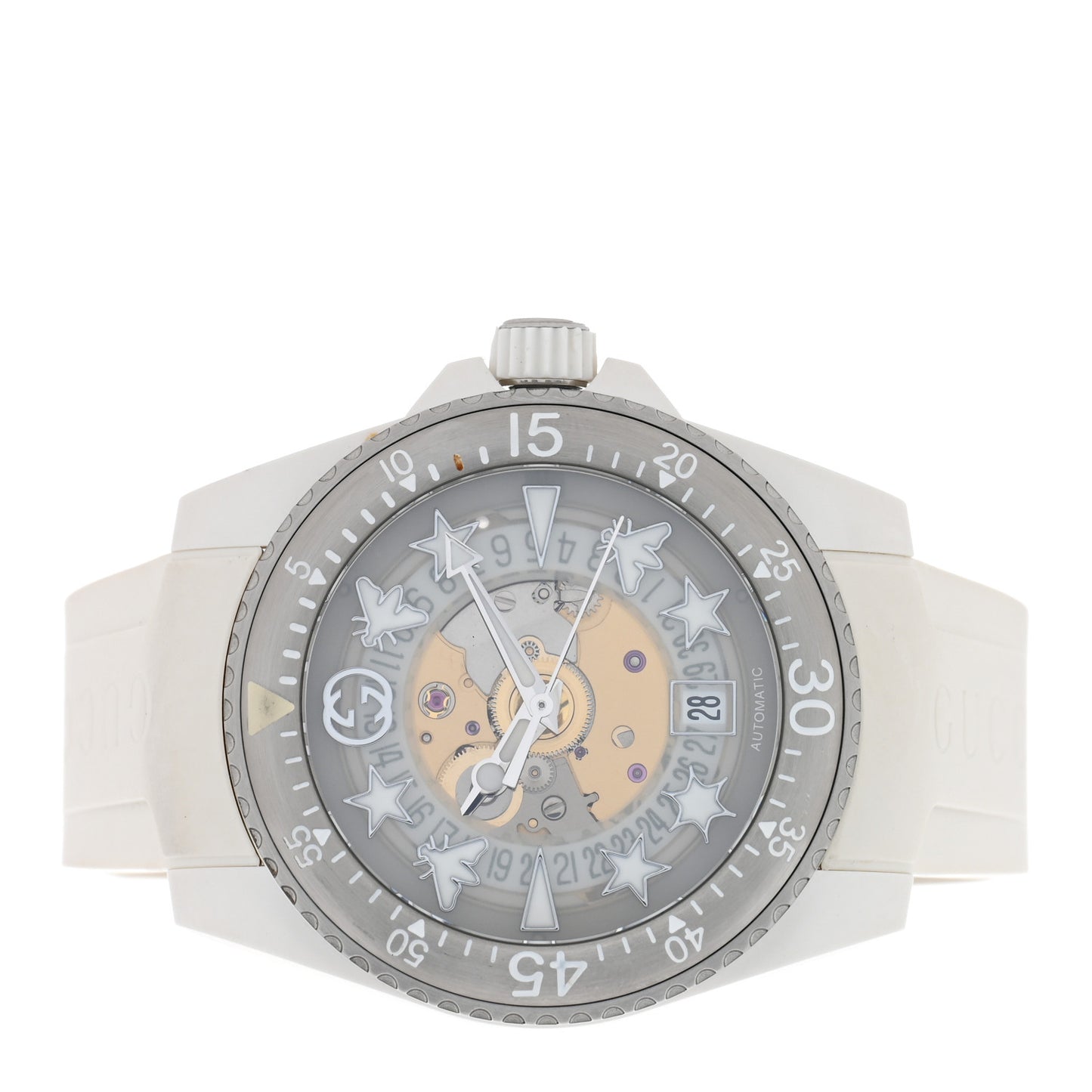 Stainless Steel Rubber 40mm Dive Quartz Watch White