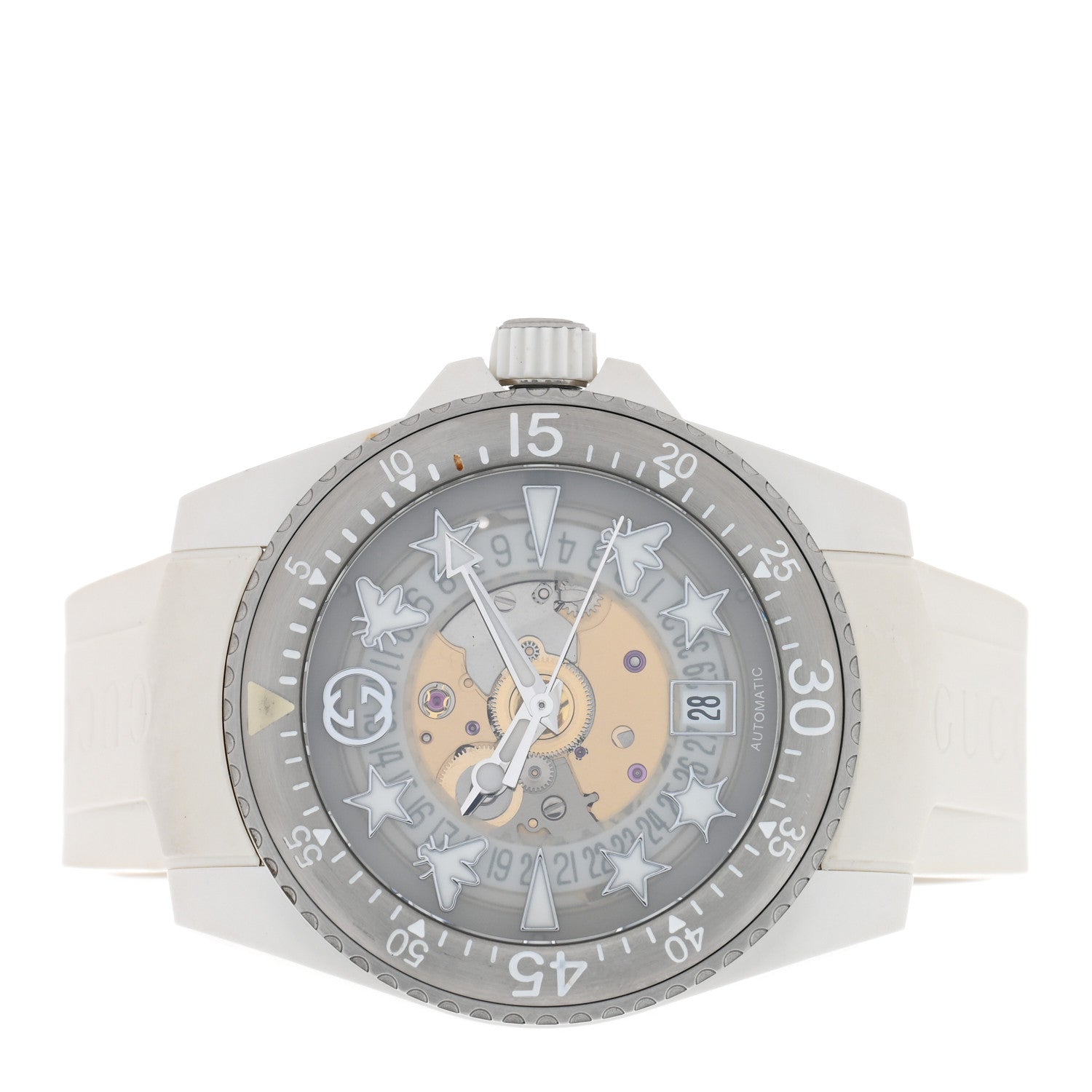 Gucci Stainless Steel Rubber 40mm Dive Quartz Watch White 2 of 5