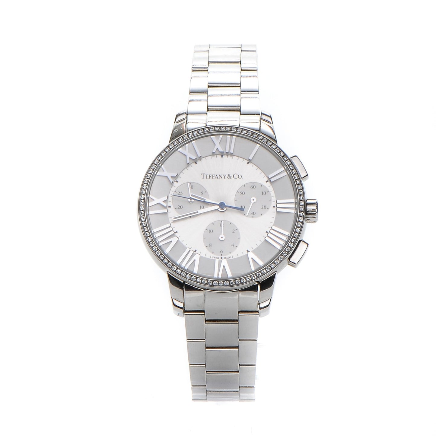 Stainless Steel Diamond Bezel 36mm Atlas Dome Chronograph Quartz Watch