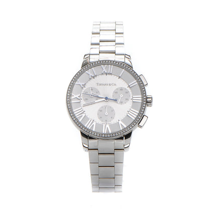 Tiffany Stainless Steel Diamond Bezel 36mm Atlas Dome Chronograph Quartz Watch 1 of 8