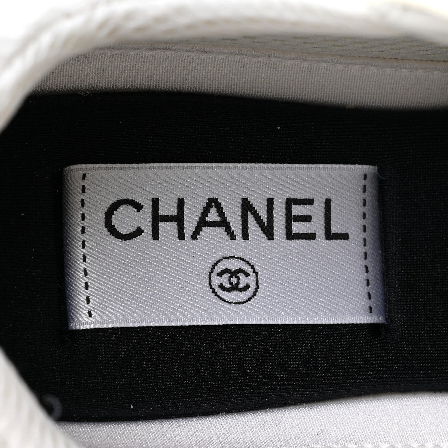 Chanel Fabric Laminated Calfskin Stretch CC Womens Sneakers 38.5 White Silver 7 of 9