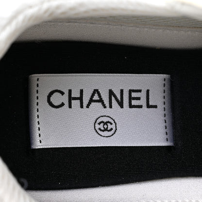 Chanel Fabric Laminated Calfskin Stretch CC Womens Sneakers 38.5 White Silver 7 of 9