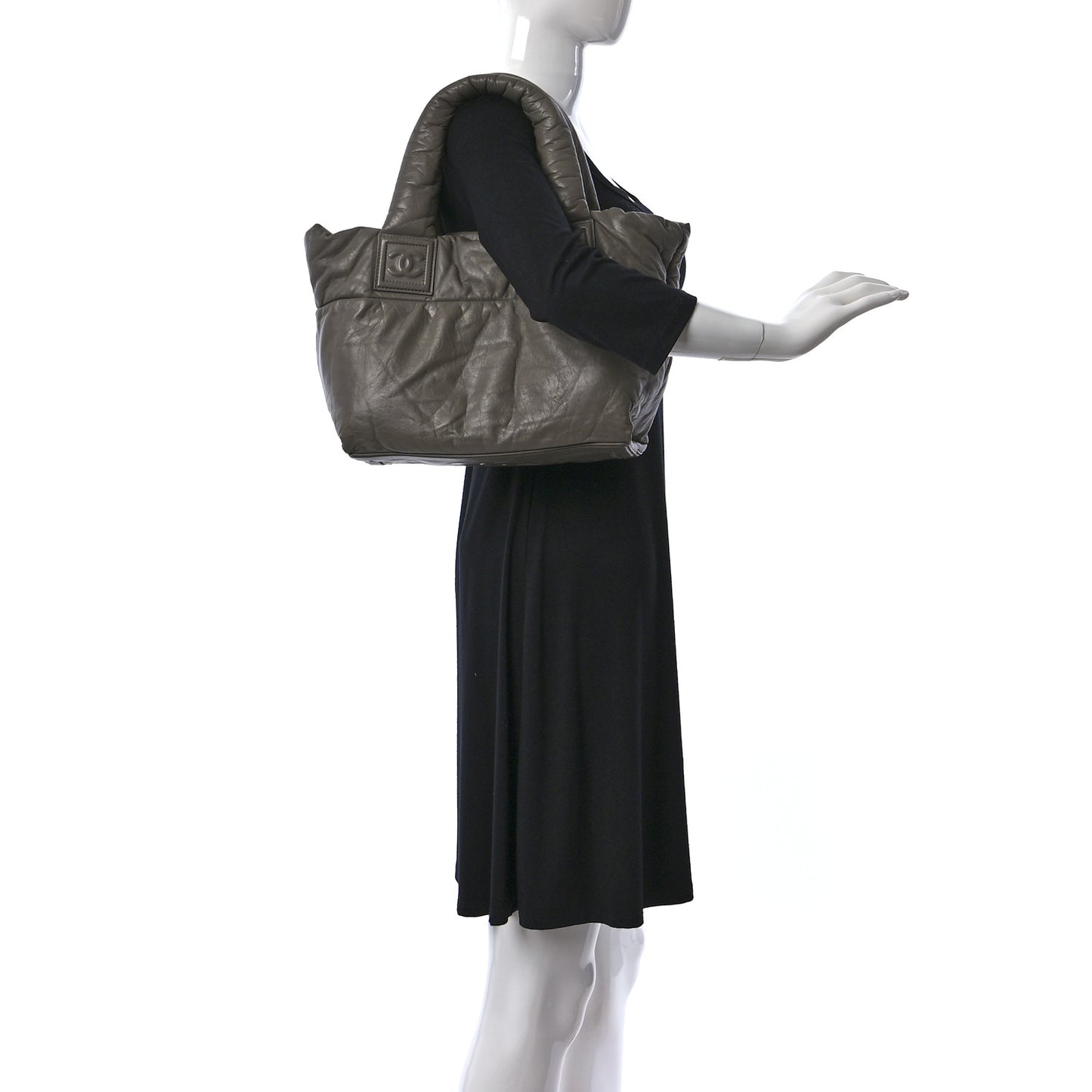 Lambskin Quilted Small Coco Cocoon Reversible Tote Grey Burgundy